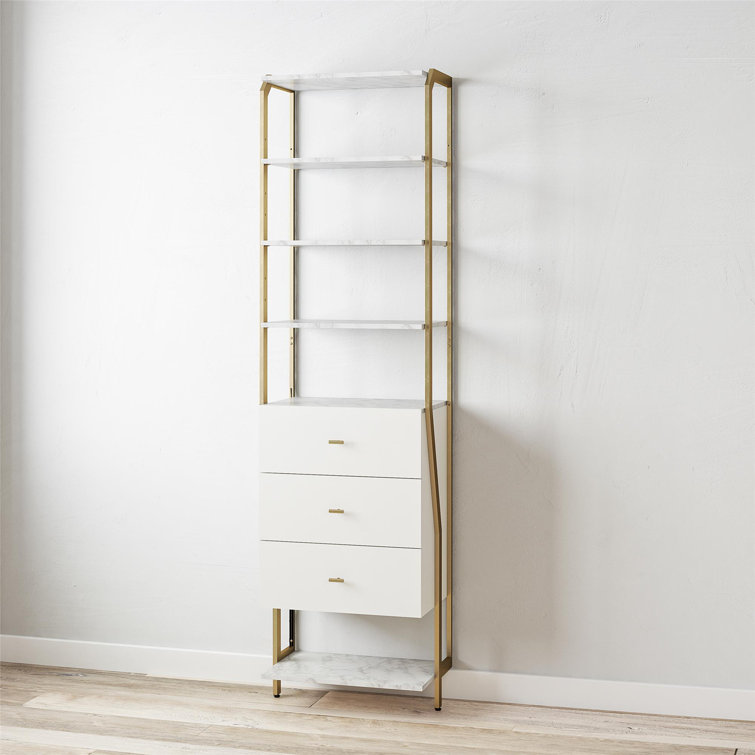 Gwyneth 55" White Marble Closet Organizer with 3 Drawers