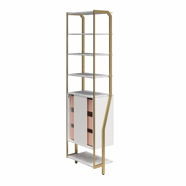 Gwyneth 55" White Marble Closet Organizer with 3 Drawers