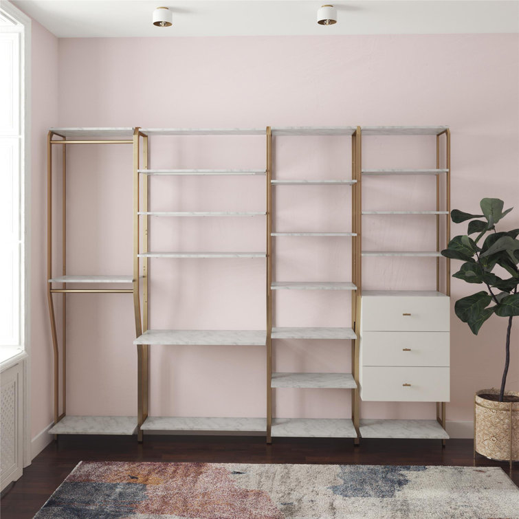 Gwyneth 55" White Marble Closet Organizer with 3 Drawers