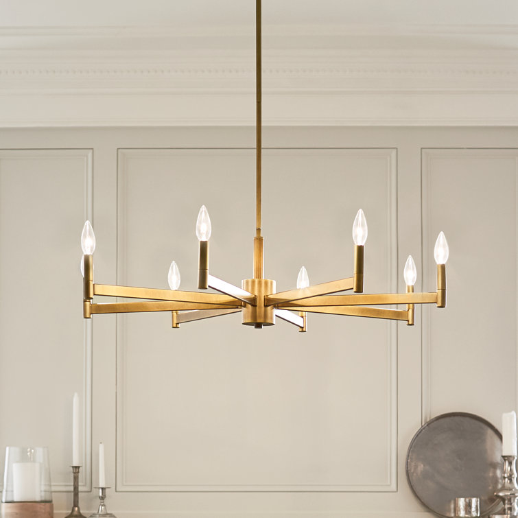 Sleek Modern 26" Black & Brass 6-Light Ambient Chandelier