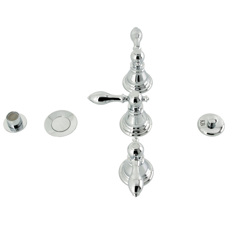 Polished Chrome Three-Handle Vertical Spray Bidet Faucet with Brass Pop-Up