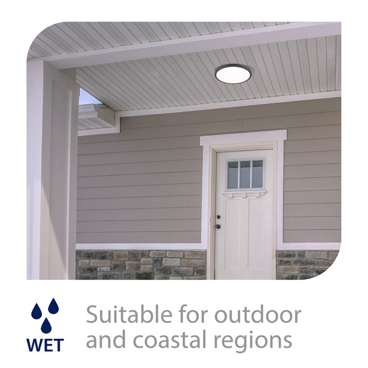 Sleek Edge-Lit Black Aluminum LED Flush Mount Light, 15"