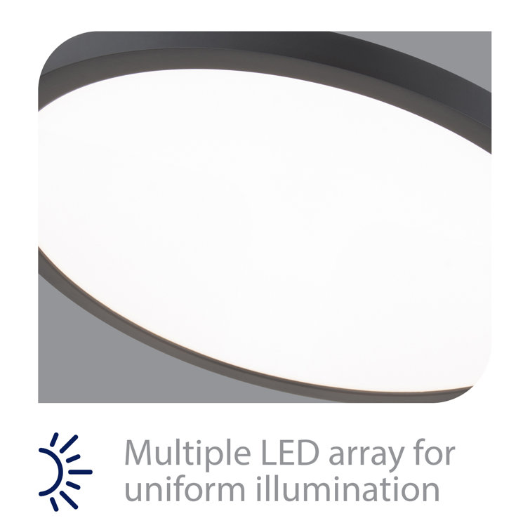 Sleek Edge-Lit Black Aluminum LED Flush Mount Light, 15"