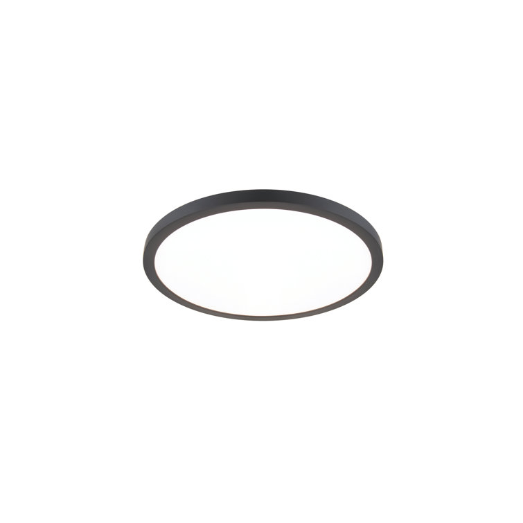 Sleek Edge-Lit Black Aluminum LED Flush Mount Light, 15"