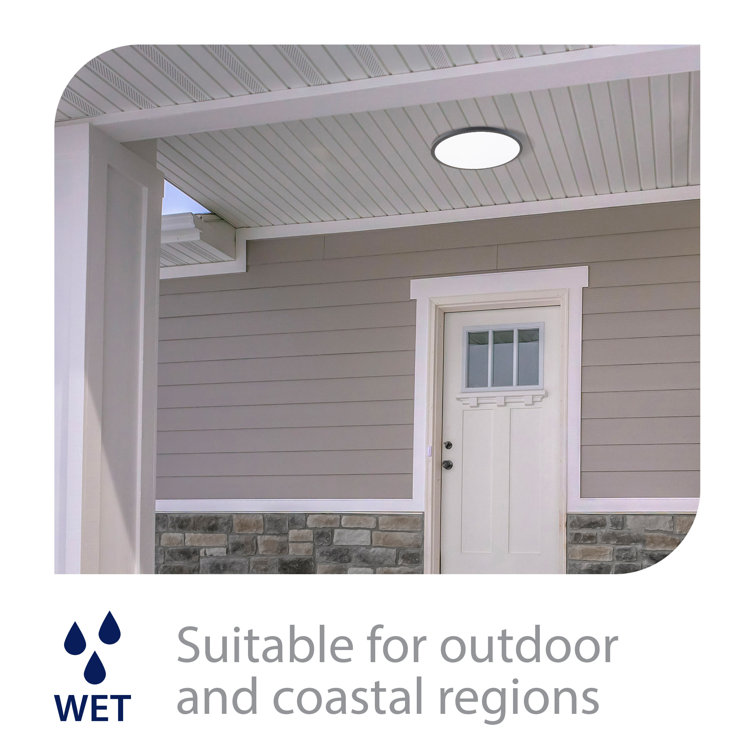 Sleek Edge-Lit Bronze LED Flush Mount Light, 15"