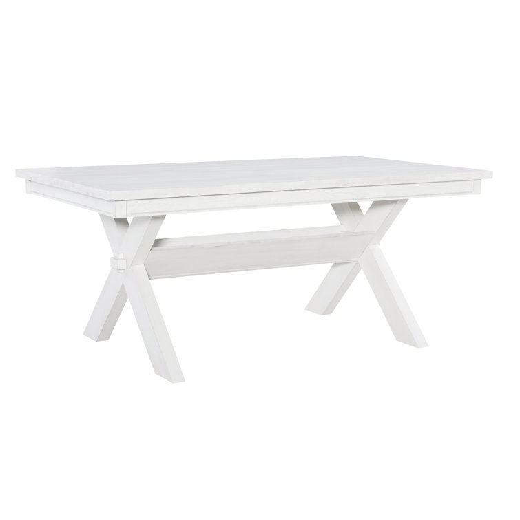 Smokey White 70" Solid Wood Rectangular Farmhouse Dining Table