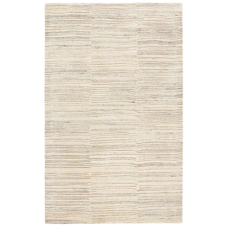 Avery Oatmeal Hand Tufted Wool Stripe Rug 3'x5'