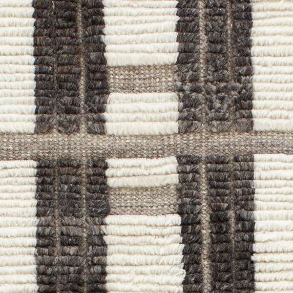 Everett Hand-Knotted Ivory and Charcoal Stripe Wool Rug 3' x 5'