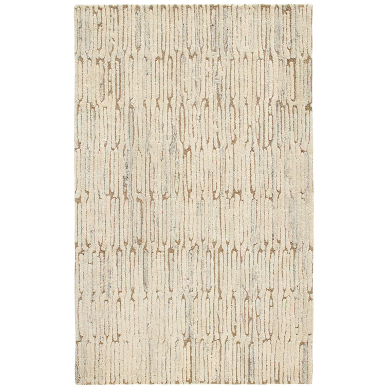Malone Oatmeal Hand-Knotted Wool Rectangular Rug 5' x 8'
