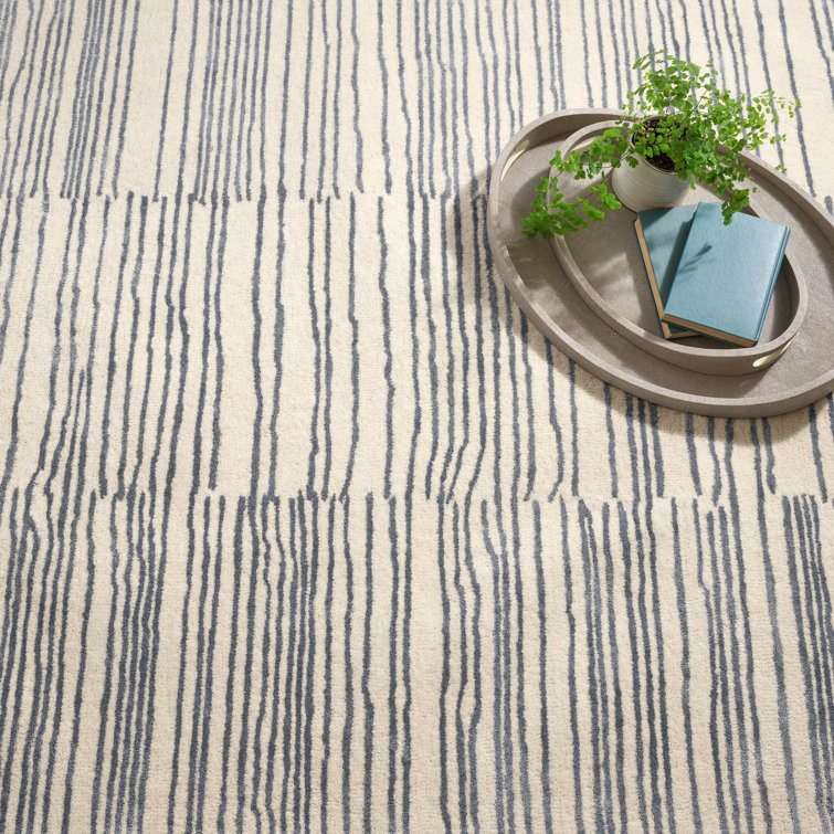 Pewter Blue Hand Tufted Wool Rectangular 5' x 8' Rug
