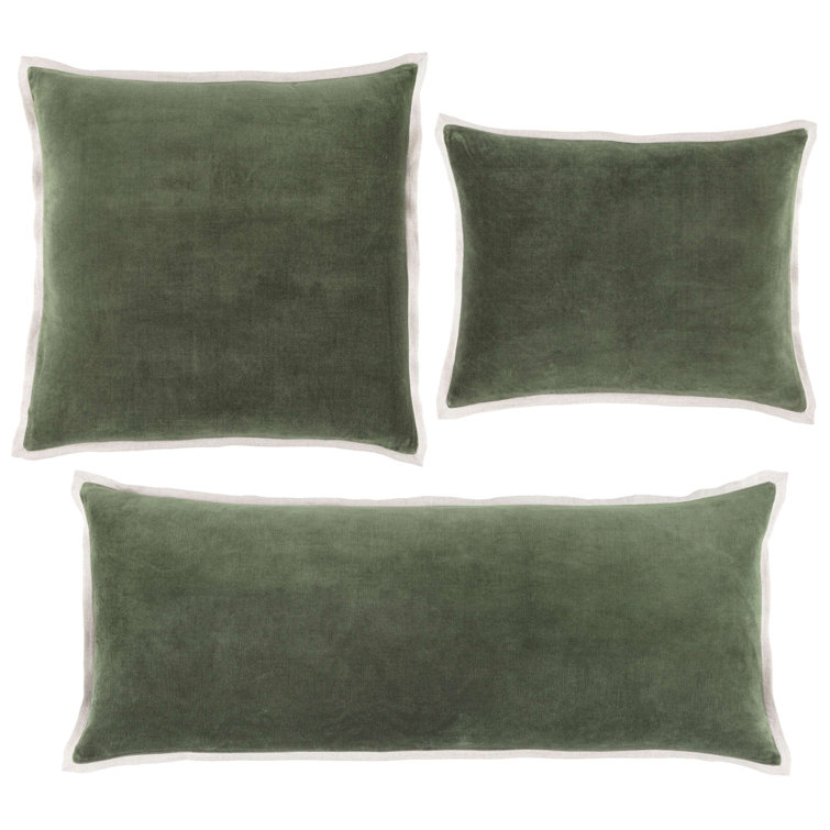 Sage Velvet and Linen Rectangular Decorative Pillow 16x20