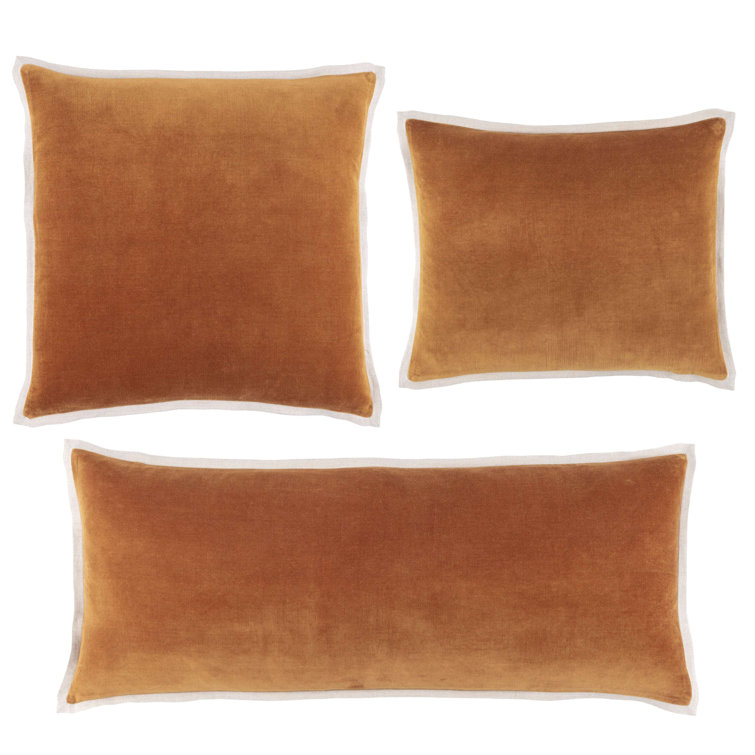 Caramel Velvet and Linen 16x20 Decorative Pillow