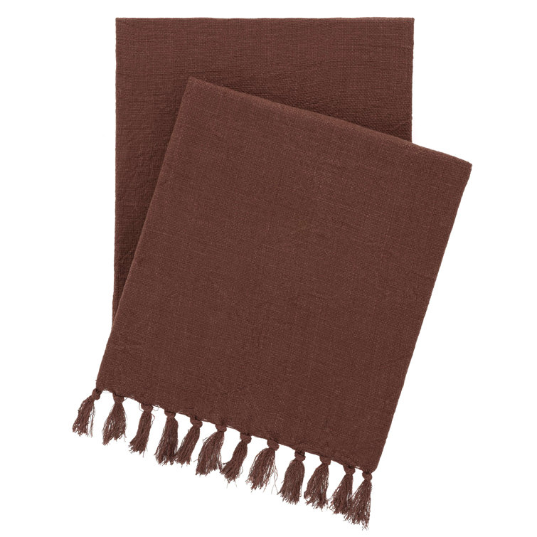 Evelyn Russet Linen Handmade Throw Blanket 50" x 70"