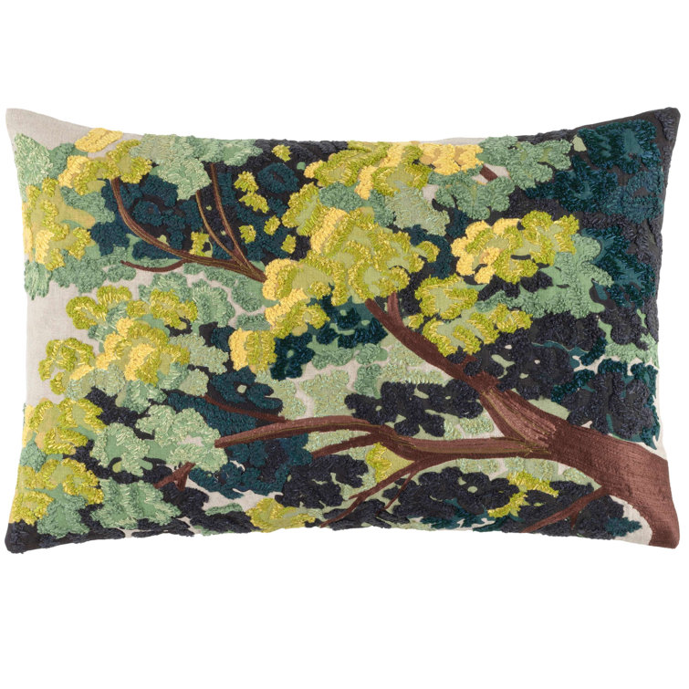 Terra Green Embroidered Rectangular Decorative Pillow 16" x 24"