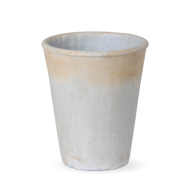 Medium Distressed White and Beige Concrete Planter