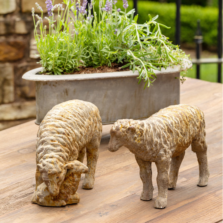 Rustic Distressed Brown Sheep Family Figurine Set