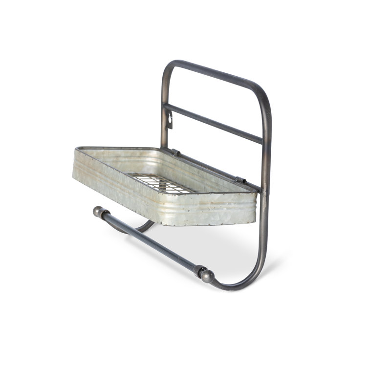 Gray Iron Wall Mounted Shelf with Towel Rack