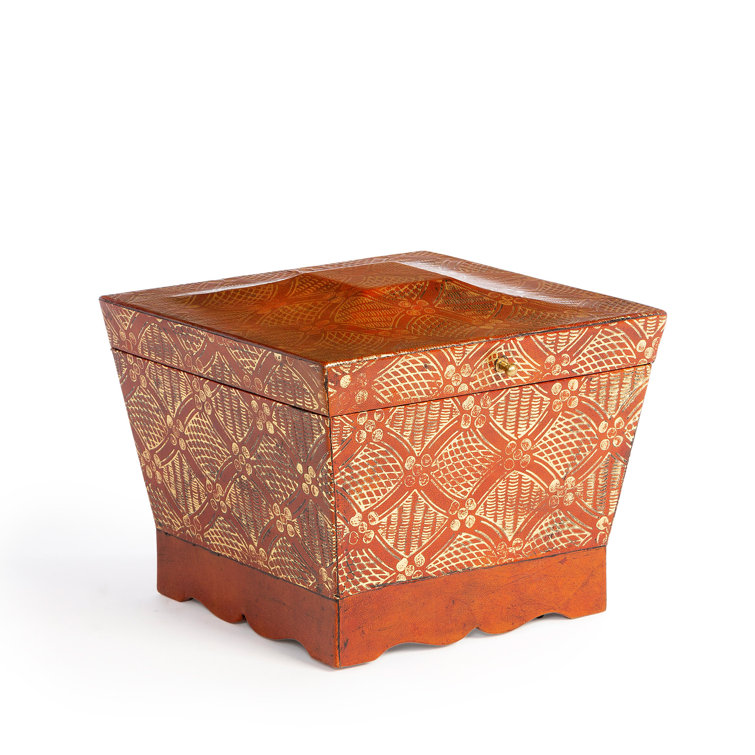 Caramel Faux Leather Embossed Lidded Storage Box