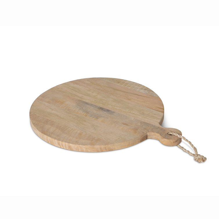 Large Round Natural Mango Wood Cutting Board with Rope Loop
