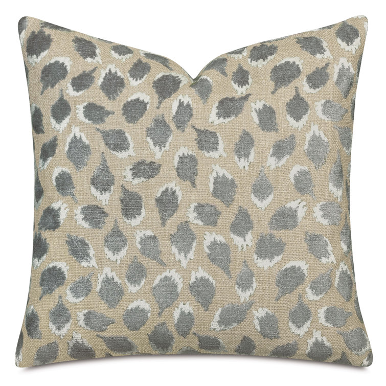 Silver and Beige Spotted Velvet Square Pillow
