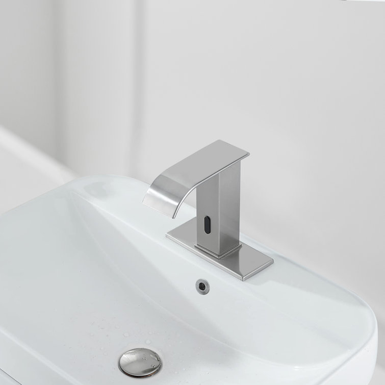 Brushed Nickel Touchless Single Hole Bathroom Faucet with Temperature Control