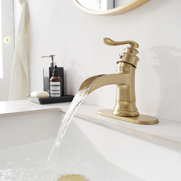Brushed Gold Single-Handle Waterfall Bathroom Faucet