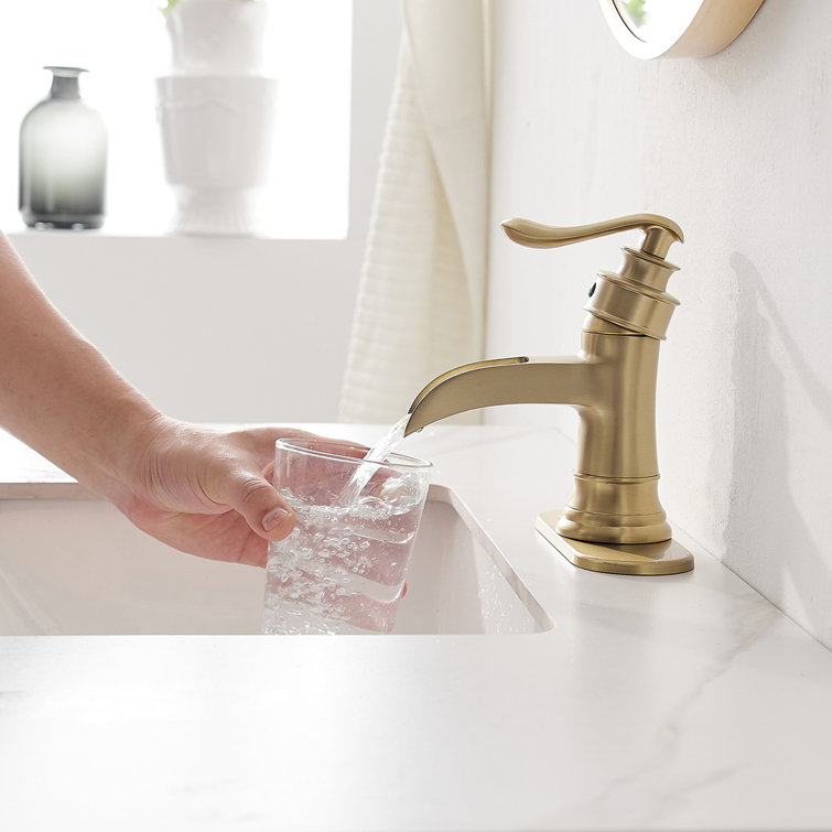 Brushed Gold Single-Handle Waterfall Bathroom Faucet