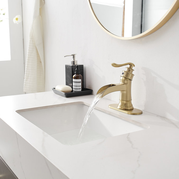 Brushed Gold Single-Handle Waterfall Bathroom Faucet
