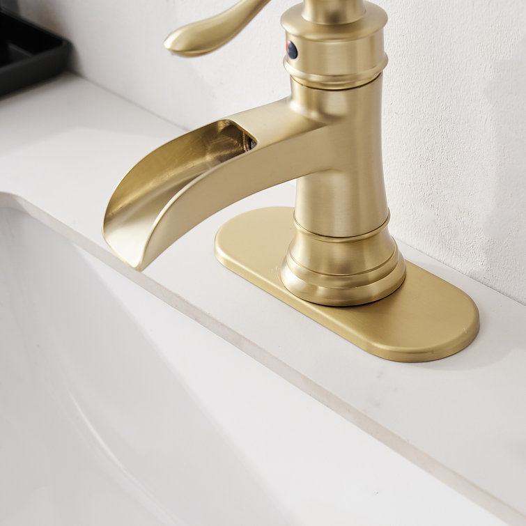 Brushed Gold Single-Handle Waterfall Bathroom Faucet