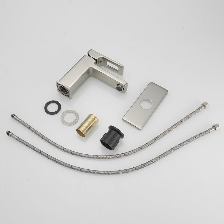 Brushed Nickel Single-Handle Low-Arc Bathroom Faucet with Drain Assembly