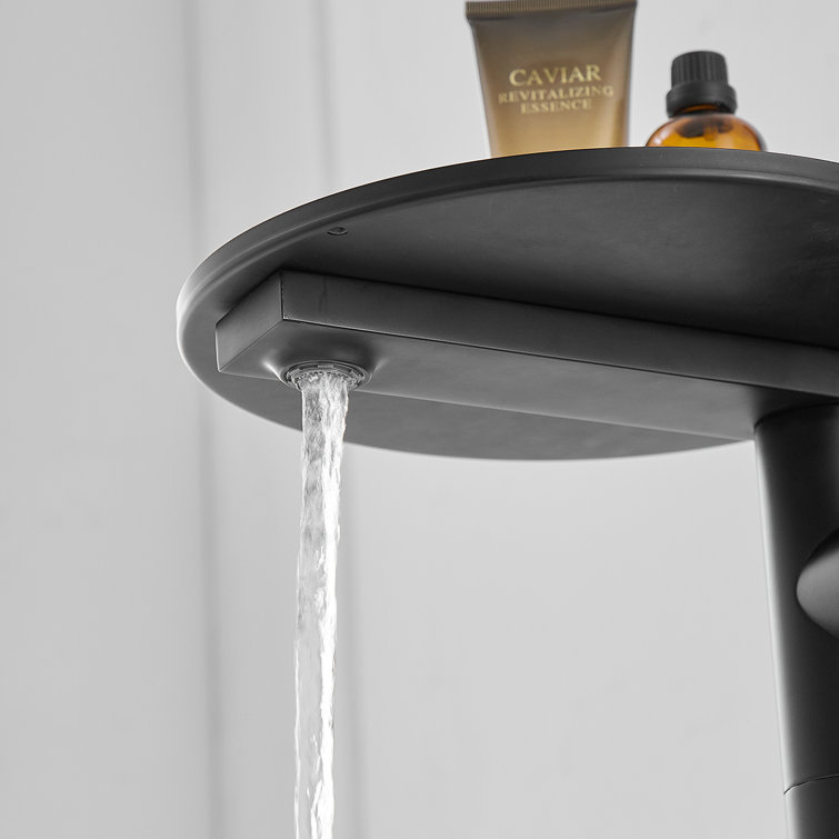 Matte Black Freestanding Floor Tub Faucet with Hand Shower