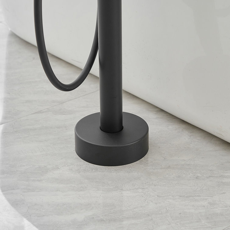 Matte Black Freestanding Floor Tub Faucet with Hand Shower