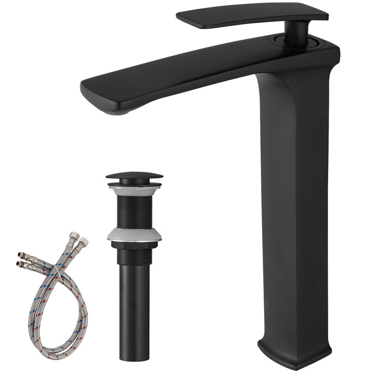 Matte Black Single Handle Vessel Sink Faucet with Drain Assembly