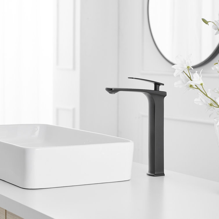 Matte Black Single Handle Vessel Sink Faucet with Drain Assembly