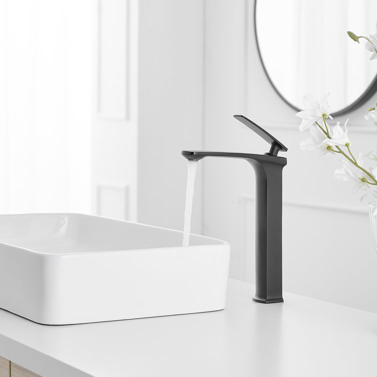 Matte Black Single Handle Vessel Sink Faucet with Drain Assembly
