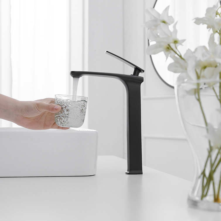 Matte Black Single Handle Vessel Sink Faucet with Drain Assembly