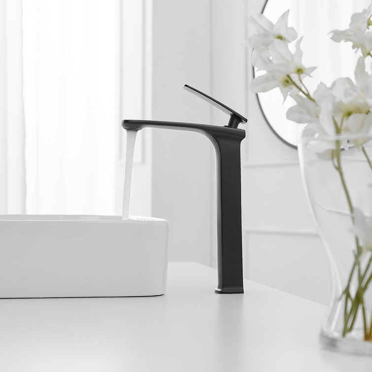 Matte Black Single Handle Vessel Sink Faucet with Drain Assembly