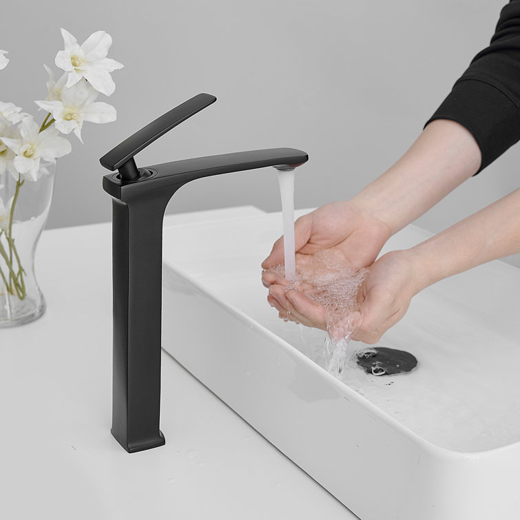 Matte Black Single Handle Vessel Sink Faucet with Drain Assembly