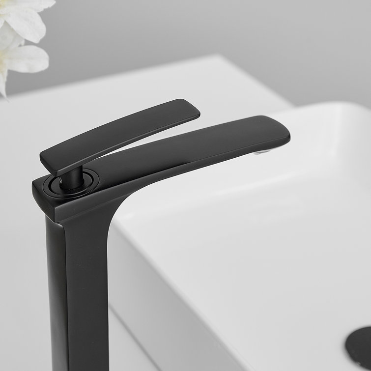 Matte Black Single Handle Vessel Sink Faucet with Drain Assembly