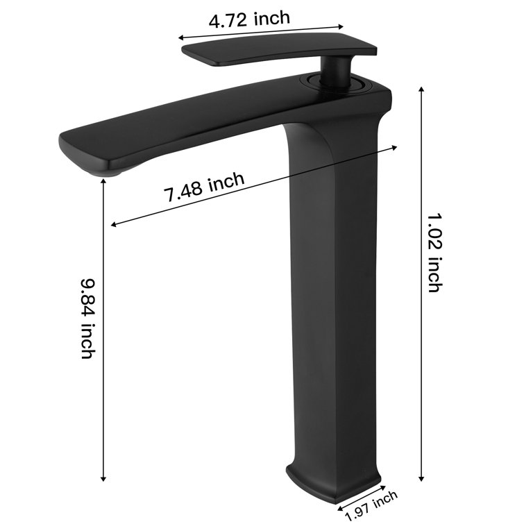 Matte Black Single Handle Vessel Sink Faucet with Drain Assembly