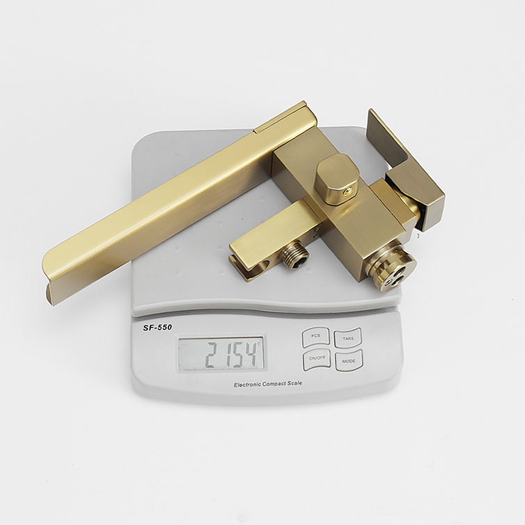 Brushed Gold Freestanding Tub Faucet with Handheld Shower