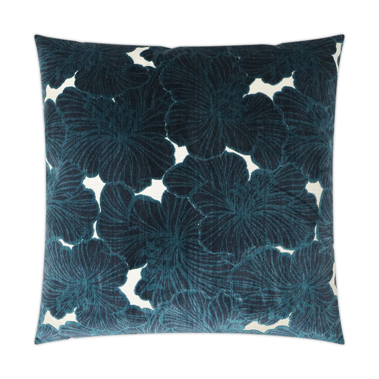 Sapphire Blue Floral Rectangular Decorative Throw Pillow