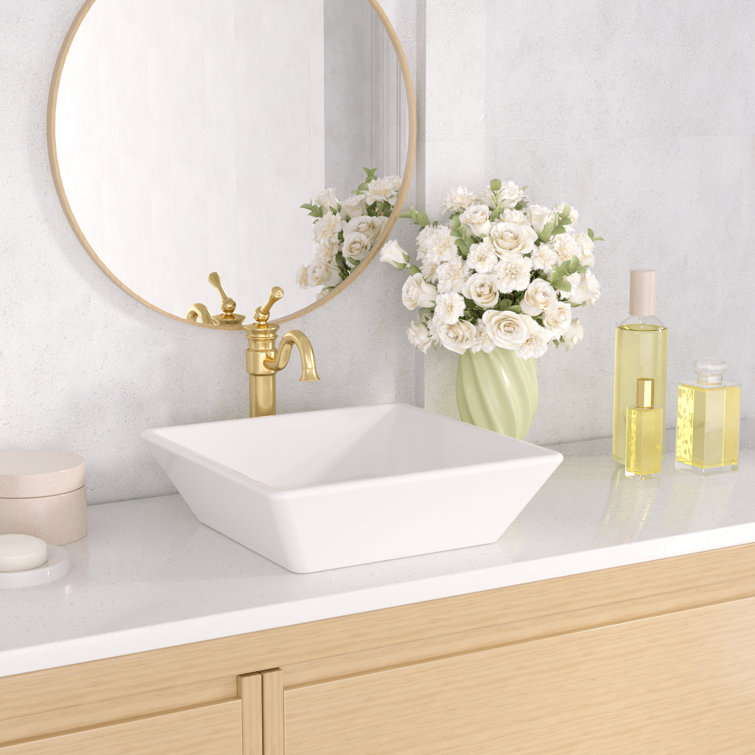 Ace 16'' Square White Ceramic Vessel Sink