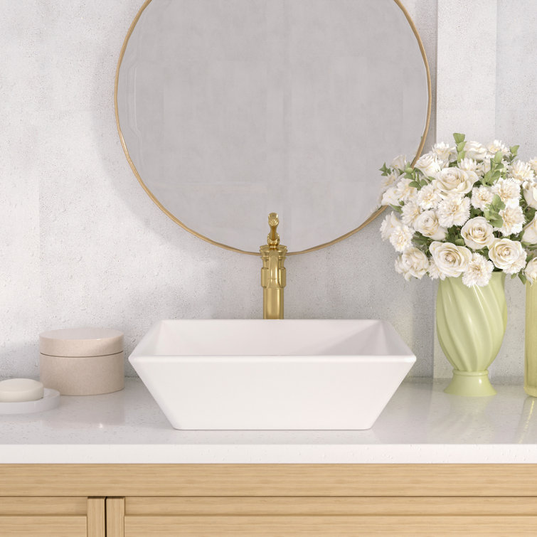 Ace 16'' Square White Ceramic Vessel Sink