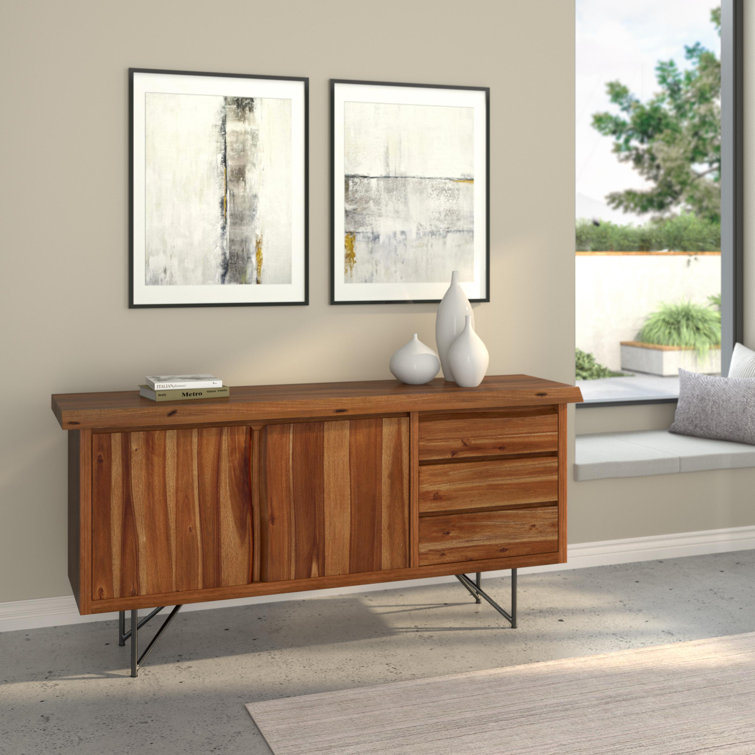Hoxie Light Walnut Live Edge Server with Sliding Doors