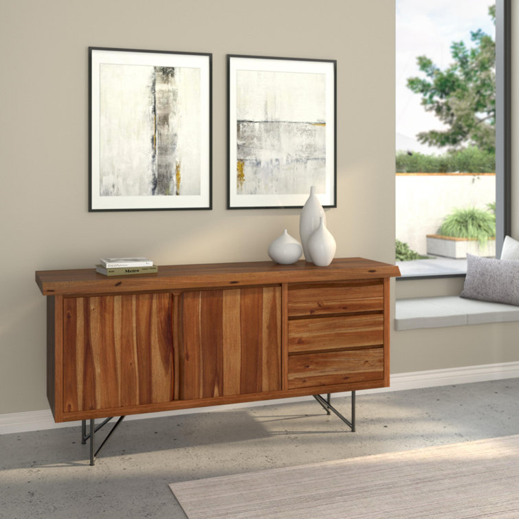 Hoxie Light Walnut Live Edge Server with Sliding Doors