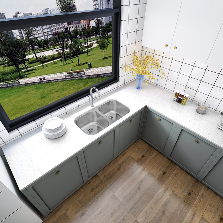 Sinber 32'' x 18'' Stainless Steel Double Bowl Undermount Kitchen Sink