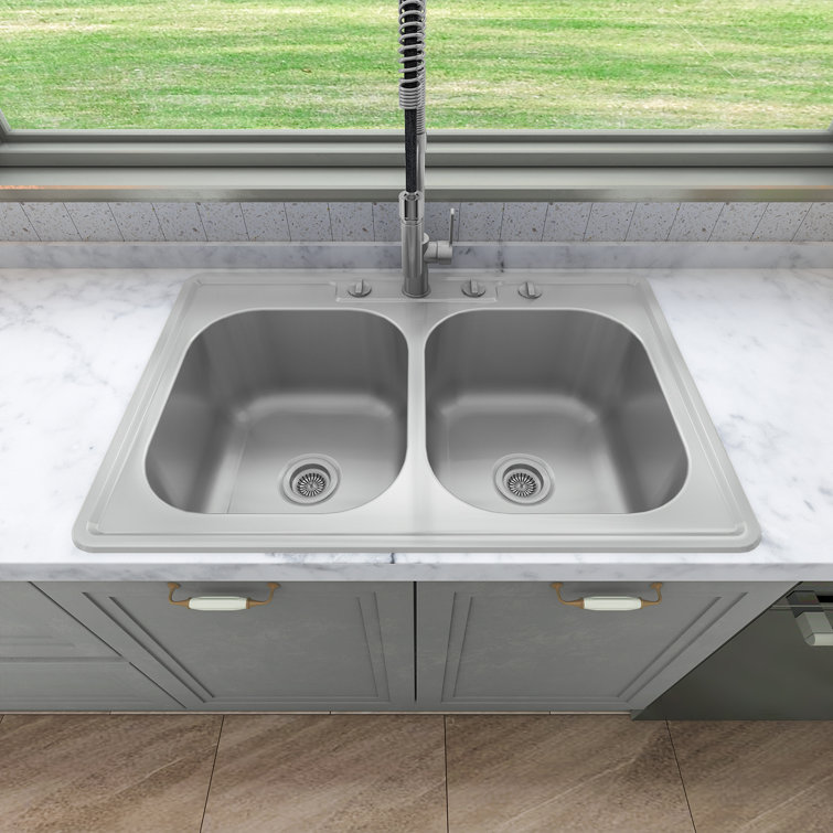 Sinber 32" Stainless Steel Double Bowl Kitchen Sink