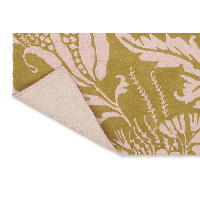 Yellow and Off-White Wool Floral Handmade Tufted Rug