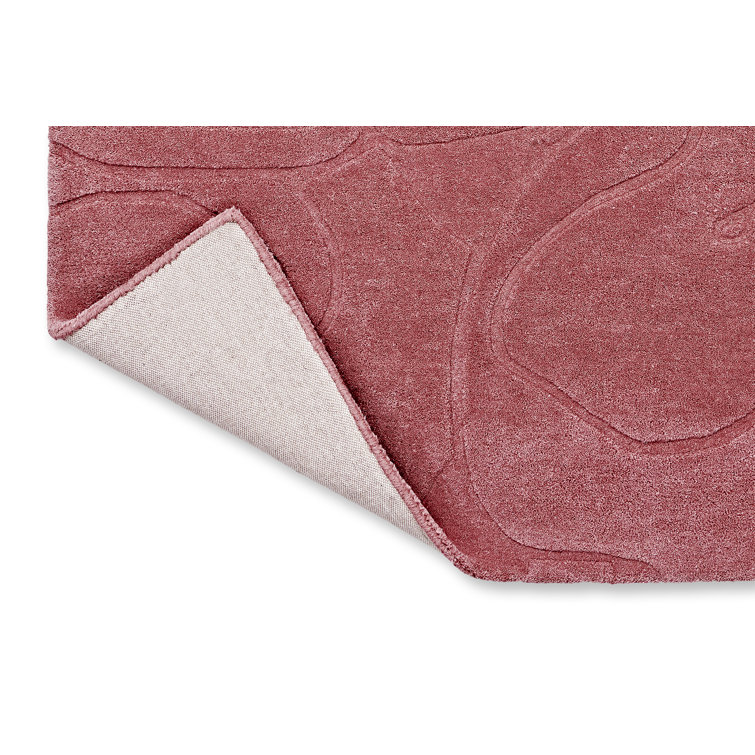 Handmade Rectangular Pink Floral Wool Rug with Cotton Backing